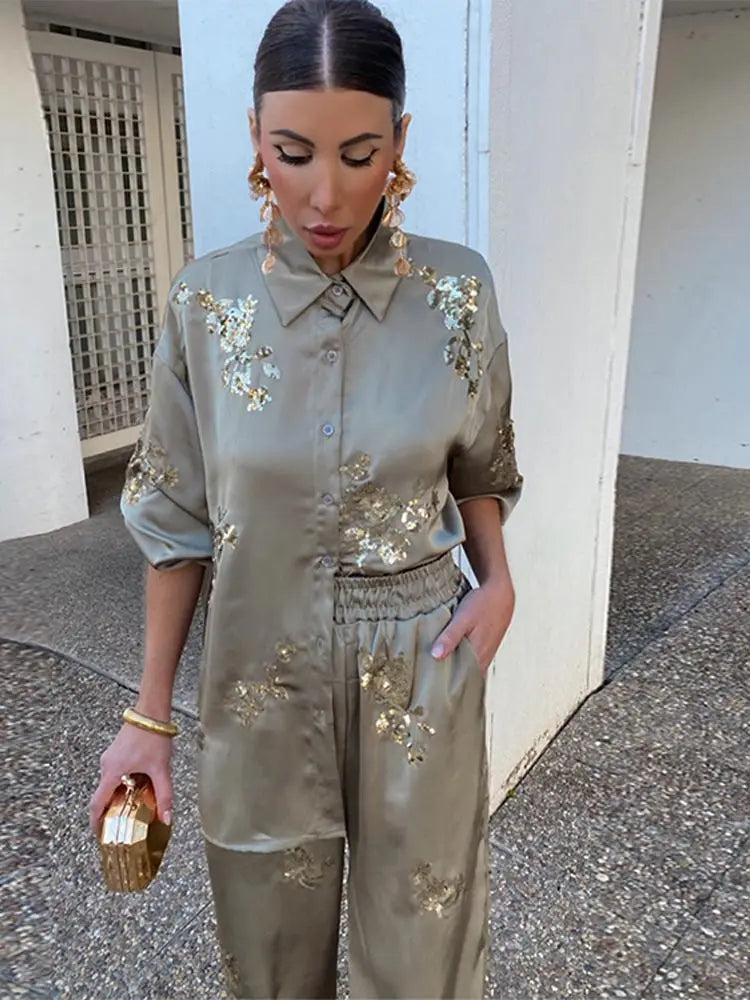 Zilveren Maan Luxe Broek en Blouse Set