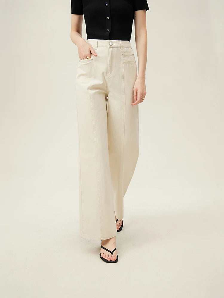 LuxeLoom White Straight Jeans