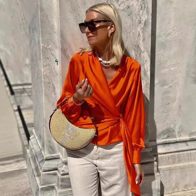 Sanne | Damen Elegante Bluse | Orange
