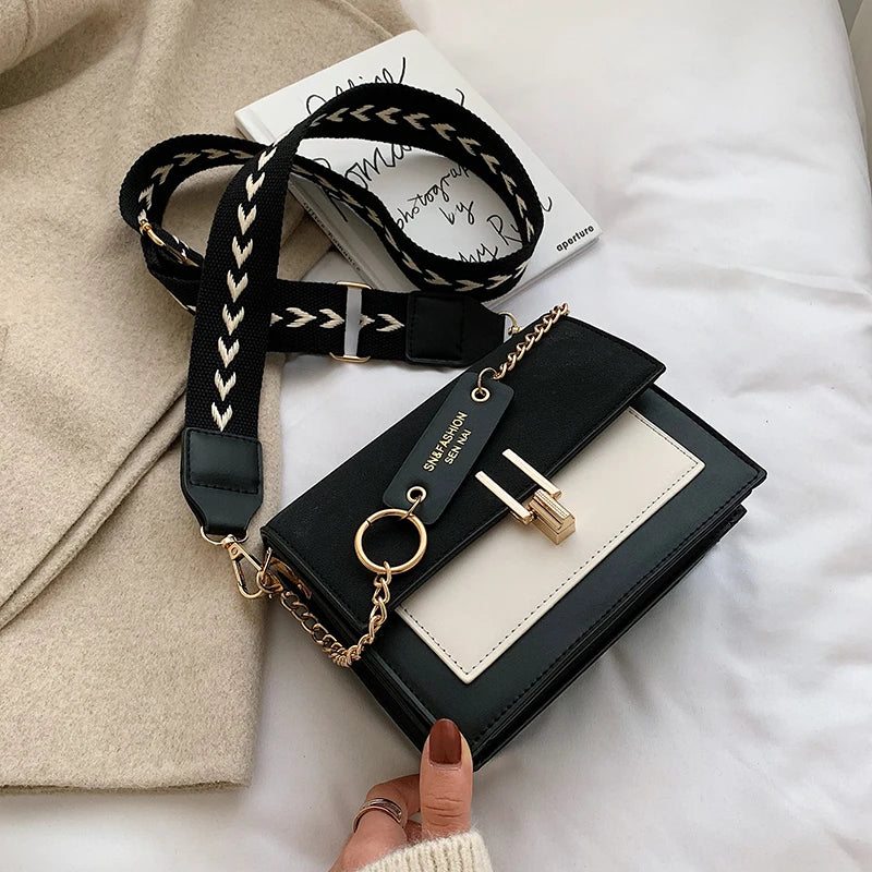 LuxeLena Kontrastfarbe Schultertasche