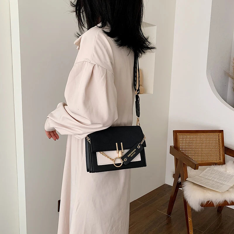 LuxeLena Kontrastfarbe Schultertasche