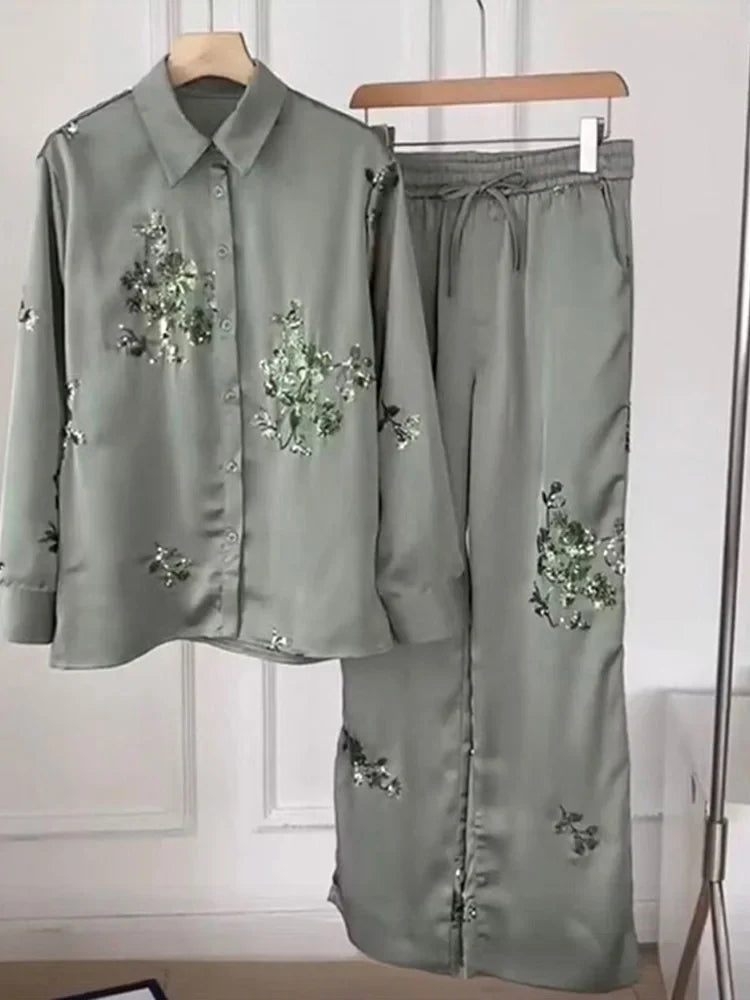 Zilveren Maan Luxe Broek en Blouse Set
