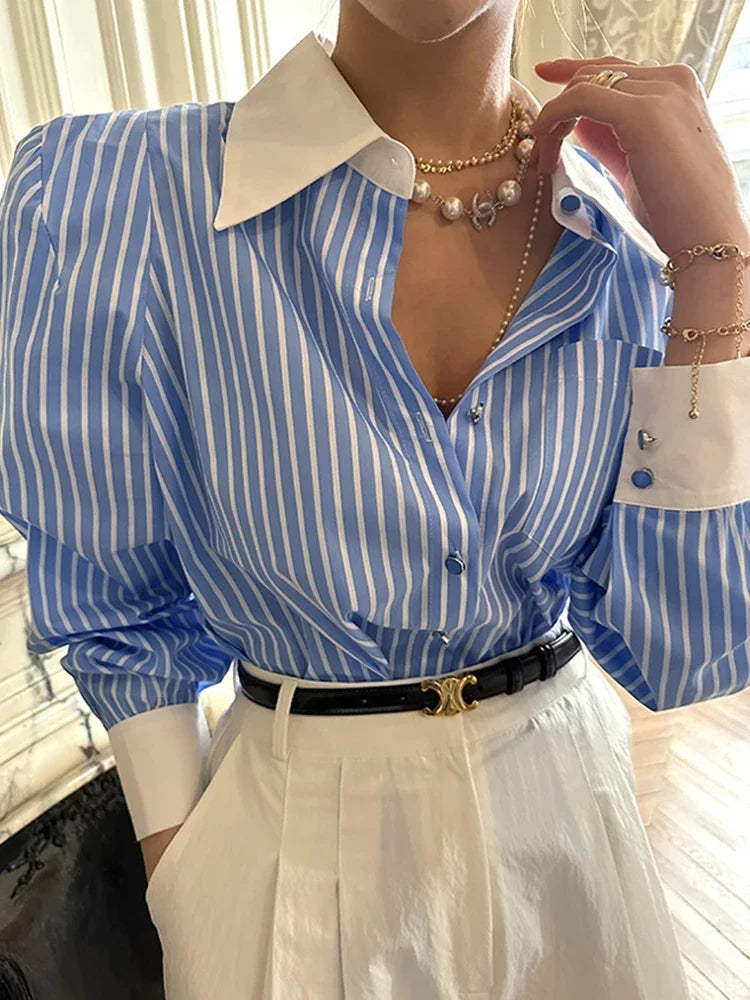 Luxe Chic Stylish Striped Blouse