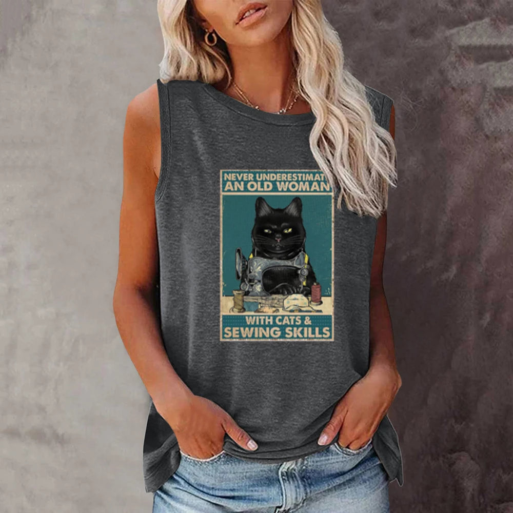 Seeyoushy Katten Cucire T-shirt