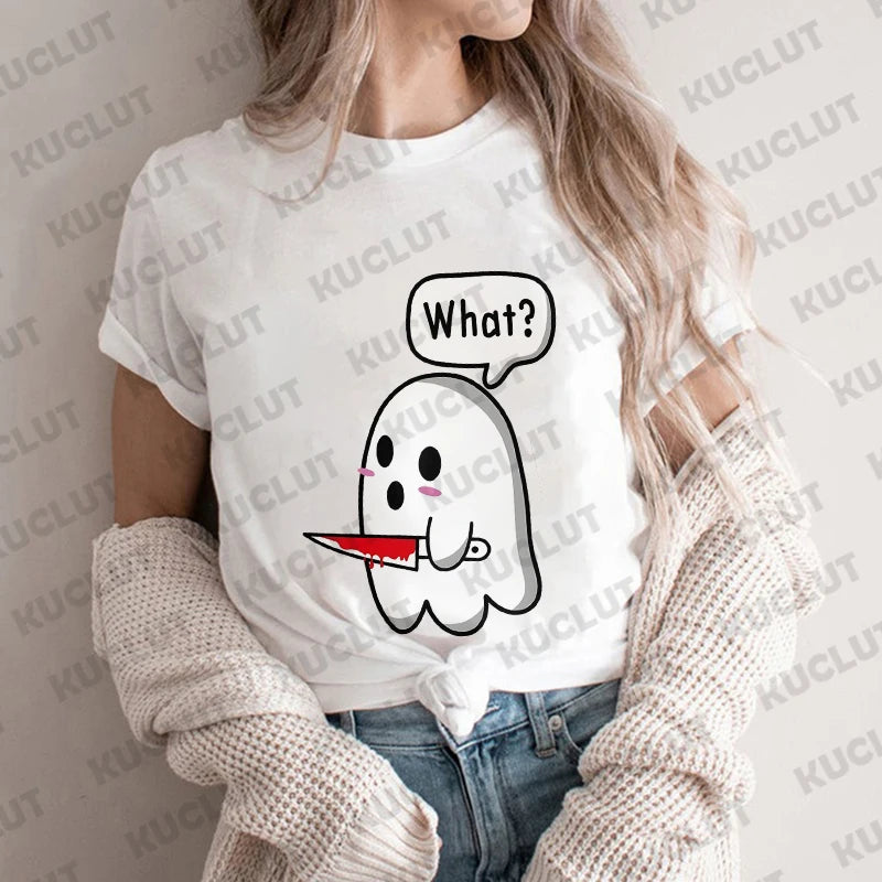 SpookyVibes Lustiges Gespensterdruck T-Shirt