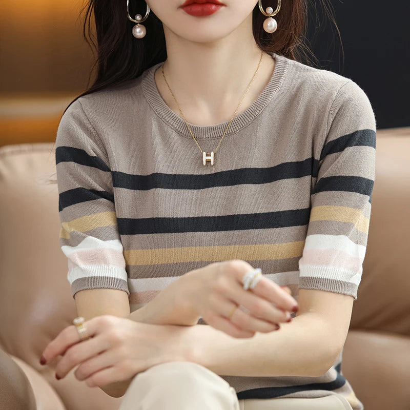 Aurora Chic Summer Stripe T-Shirt
