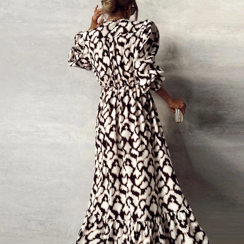 BrioChic Vestito Lungo con Stampa Leopardo
