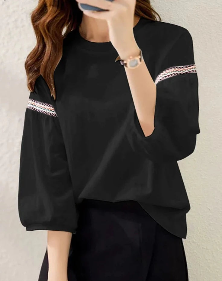 Fresca Chic Sommerbluse mit Webbing