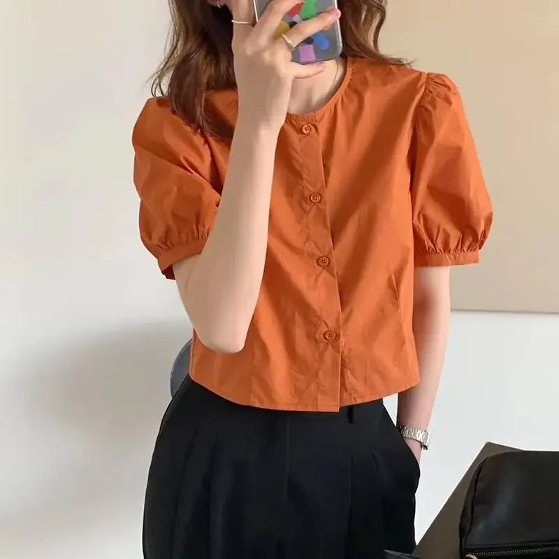 Lina | Damen Elegante Bluse | Orange