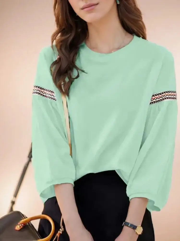Fresh Chic Summer Blouse with Webbing