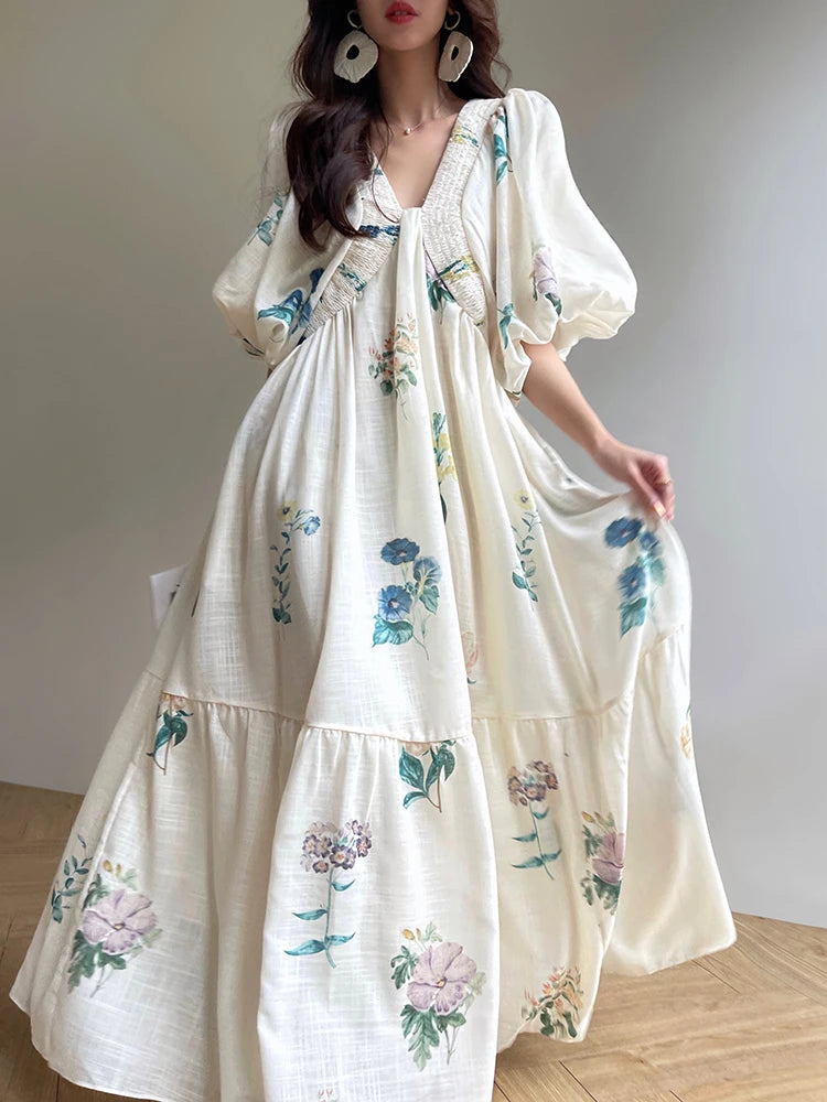 ZomerLuxe Vestito Midi con Stampa di Fiori