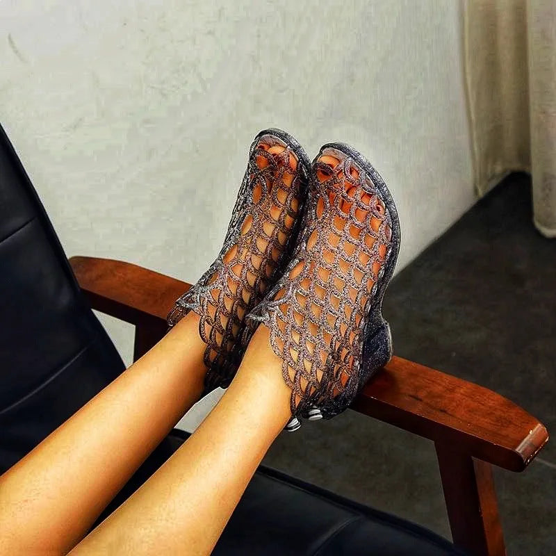 LuxeVoet Sommer Keilabsatz Sandalen