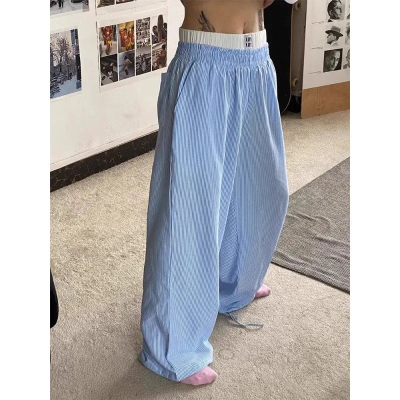 RivieraGlow Blau Gestreifte Hose