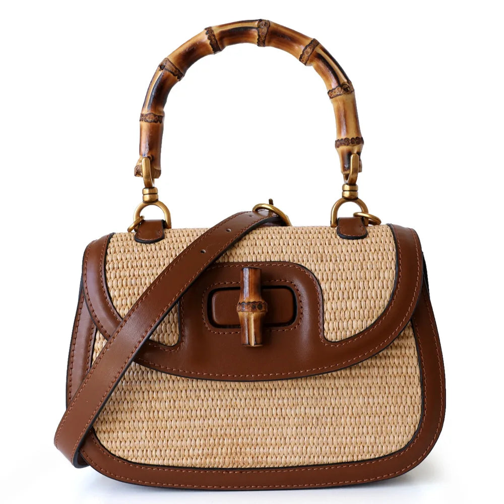 Eleganza Bamboo Cognac Borsa a Mano