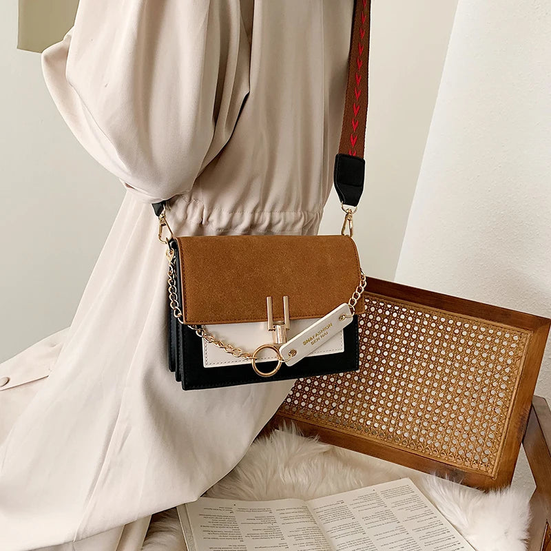 LuxeLena Kontrastfarbe Schultertasche