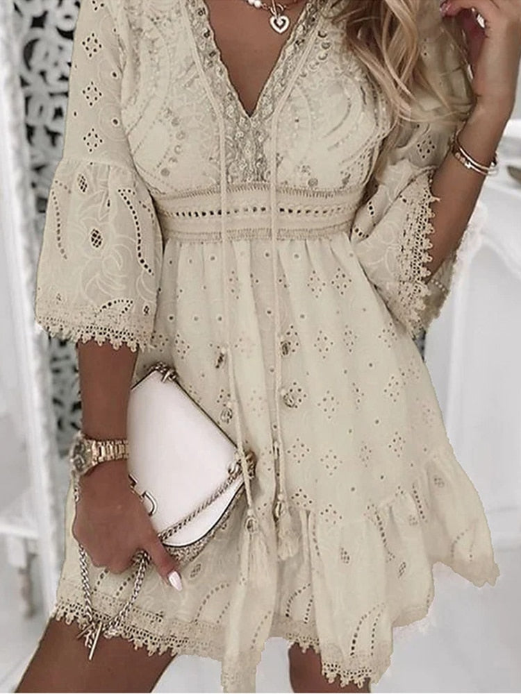 VELANORA - Elegante e Comoda Vestito Estivo Stile Boho Ibiza per Donne