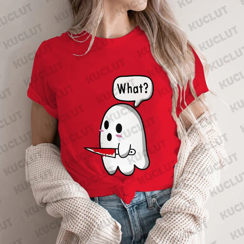 SpookyVibes Funny Ghost Print T-Shirt