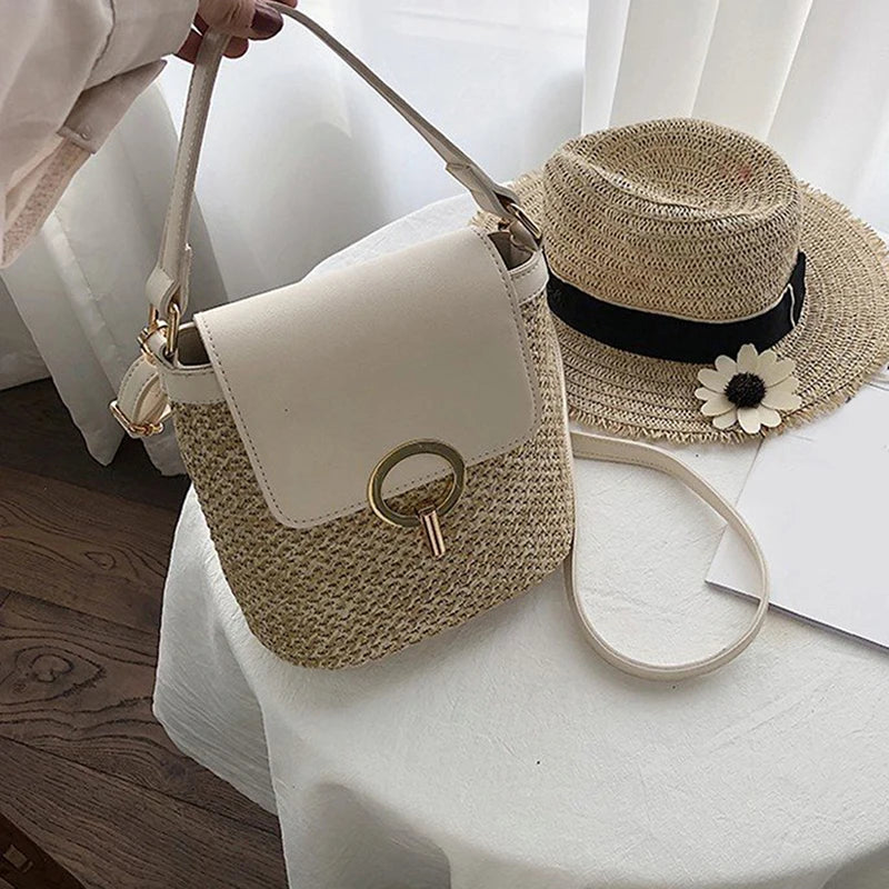 ChicBreeze Small Straw Bucket Bags for Women