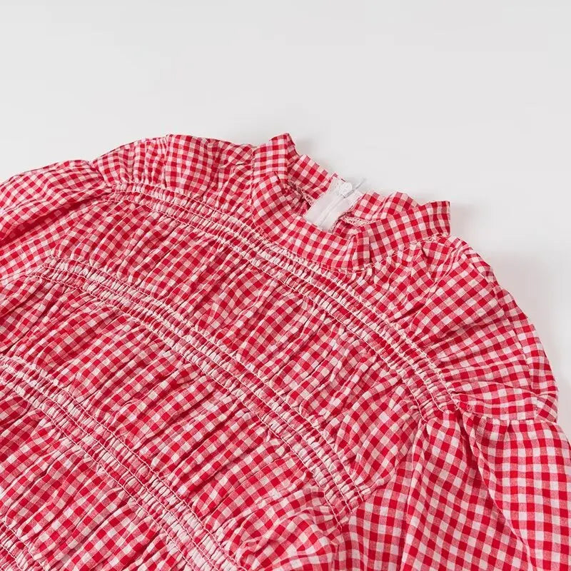 Sunspree Bluse mit Rüschen und Karomuster