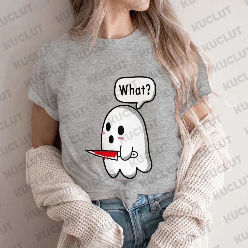 SpookyVibes Lustiges Gespensterdruck T-Shirt