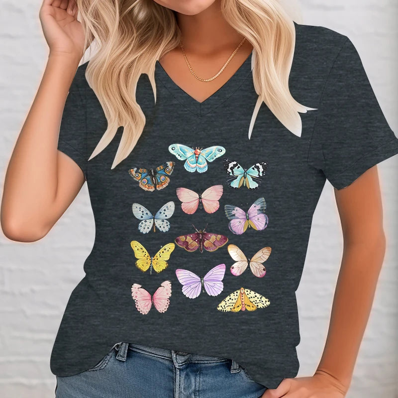 FloraVibe Butterfly Graphic T-Shirt