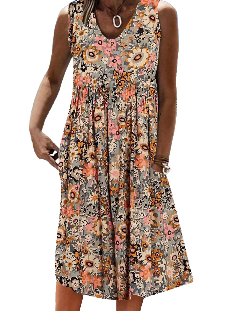 LuxeElegance Vestito Midi a Fiori