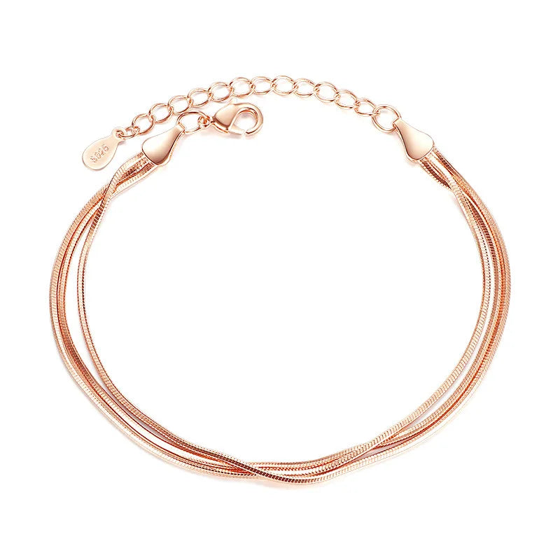 Bellissimo set di collane multiple a serpente e bracciale in argento