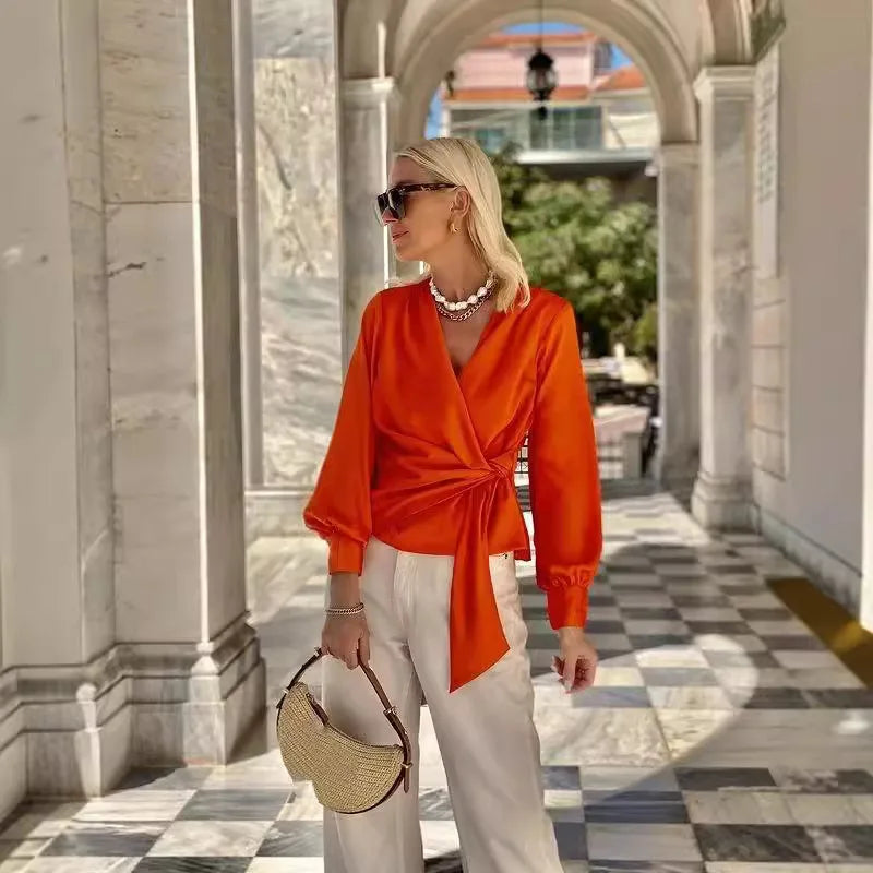 Sanne | Damen Elegante Bluse | Orange