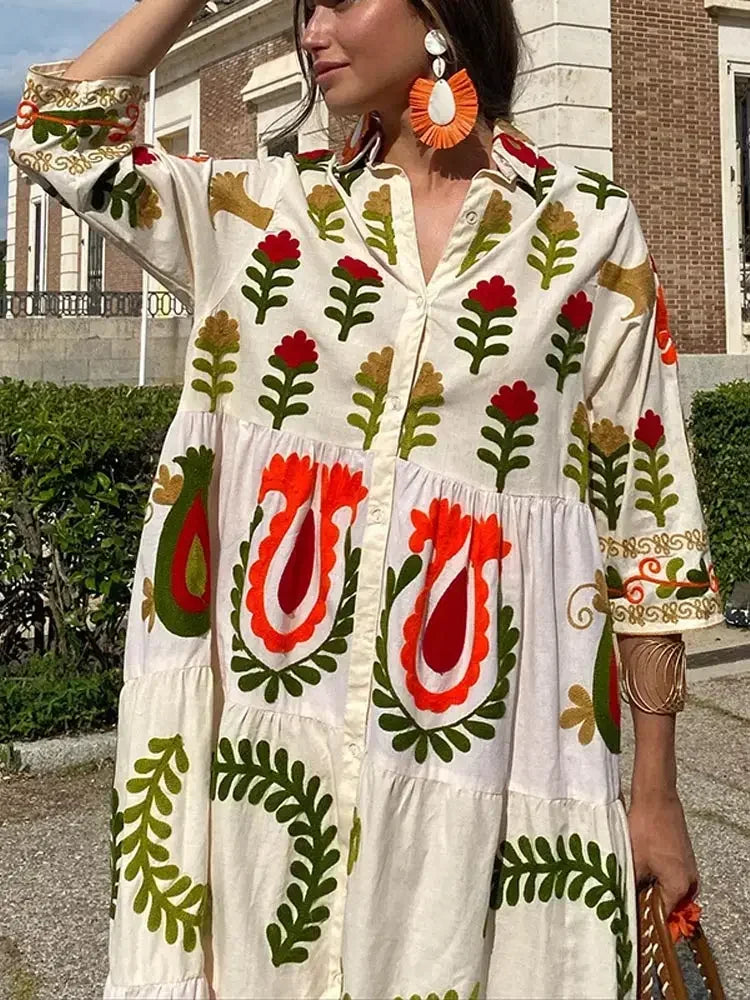 Holiday Chic Vestito Patchwork Estivo