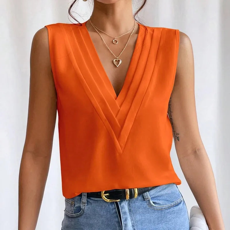 Elara | Top estivo senza maniche per donna | Arancione