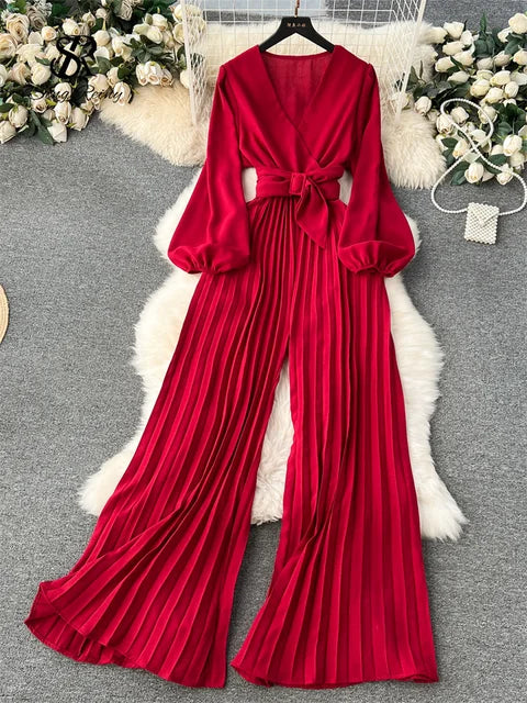 LUXE SINGREINY V-Ausschnitt Jumpsuit für Trendige Frauen