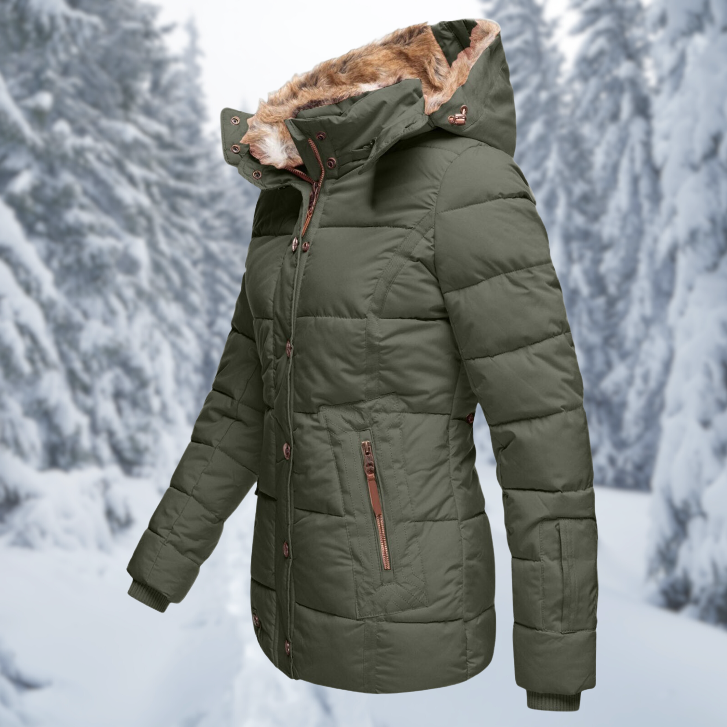 WinterLuxe | Giacca Invernale Elegante da Donna | Interno in Pelliccia Vegan, Extra Calda