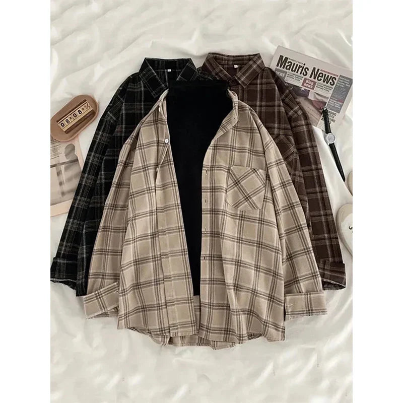 München | Dames Oversized Geruite Overhemd | Khaki