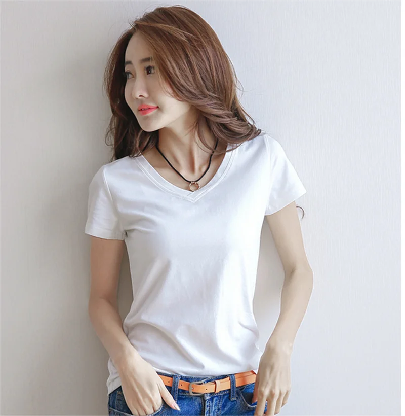 LunaBliss Summer V-neck T-shirt
