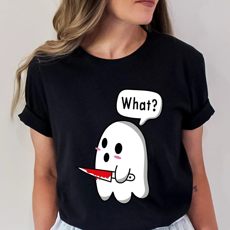 SpookyVibes Funny Ghost Print T-Shirt