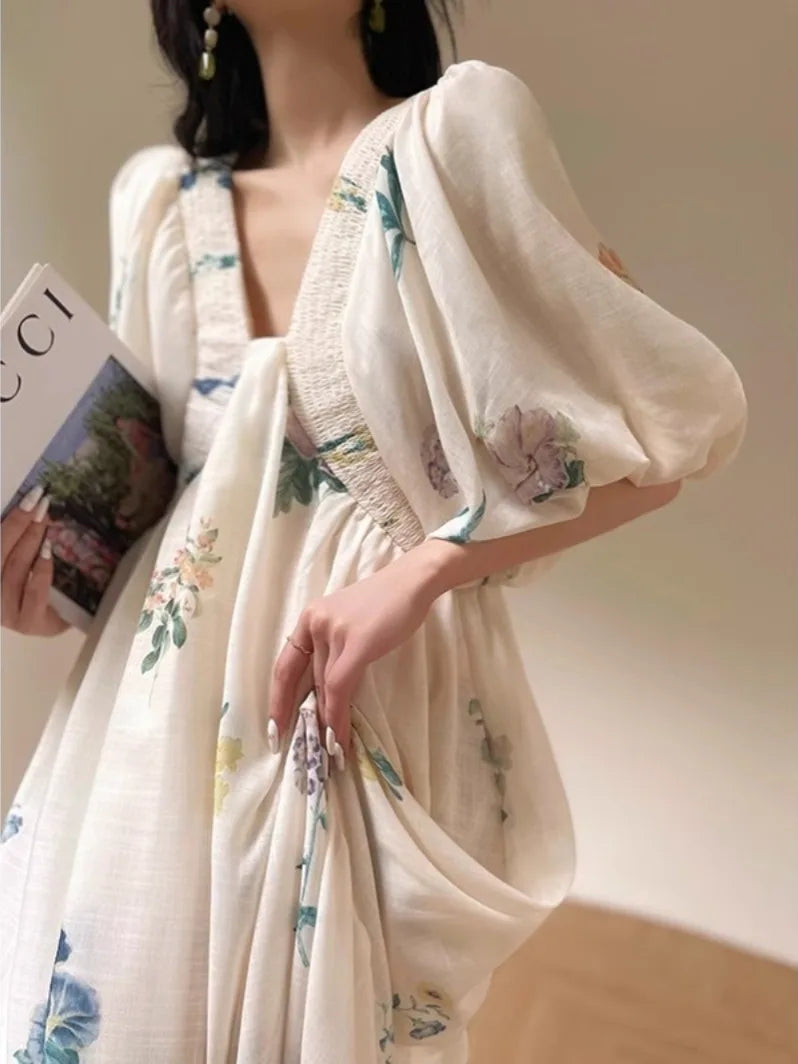ZomerLuxe Vestito Midi con Stampa di Fiori