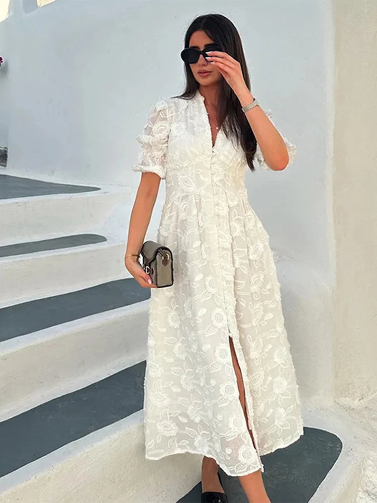 Yvelisse elegante vestito con scollo a U scavato