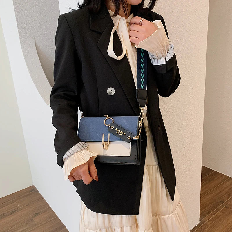 LuxeLena Kontrastfarbe Schultertasche