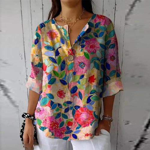Sabine | Klassieke zomerblouse met lange mouwen van katoen