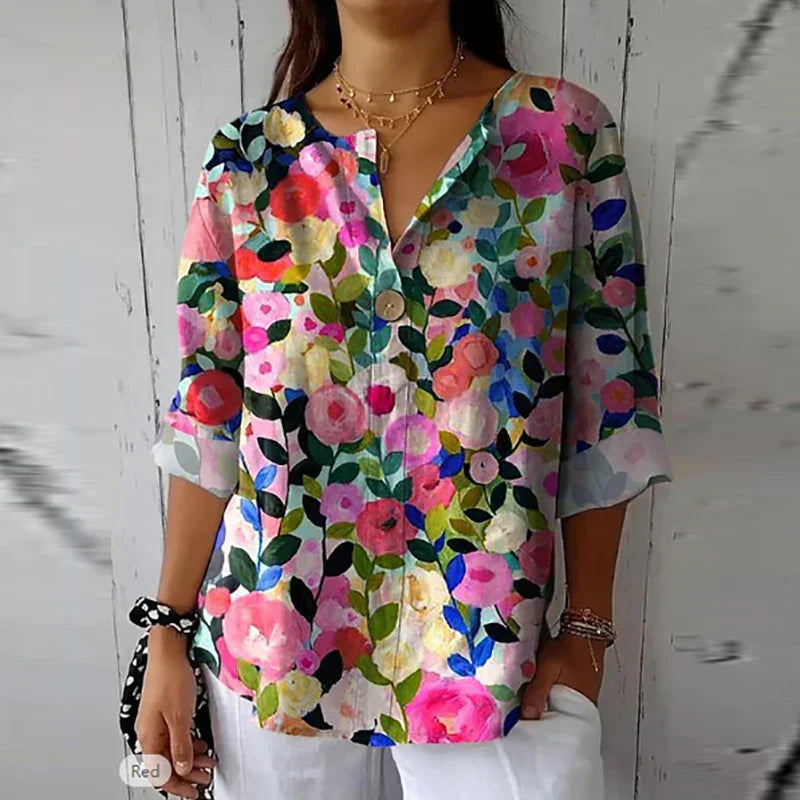 Sabine | Klassieke zomerblouse met lange mouwen van katoen