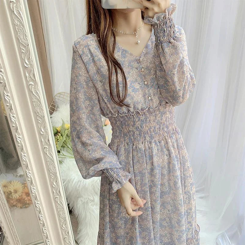 Abito in chiffon con volant Lumière Éclat