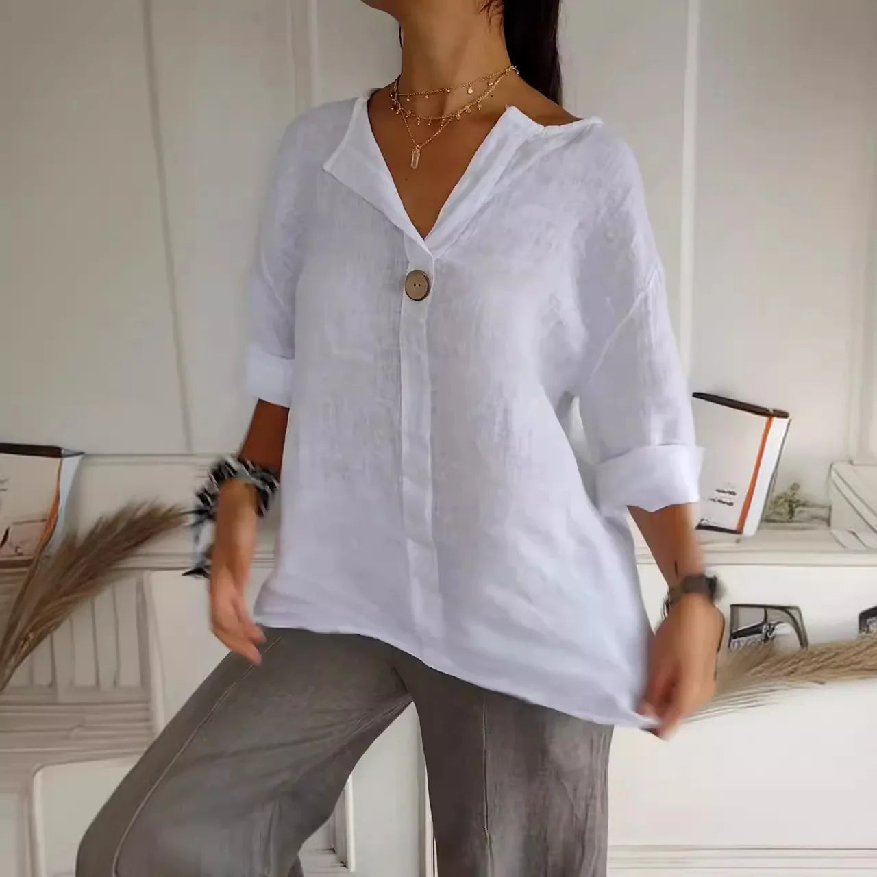 Aurelia Elegant V-Neck Knot Blouse