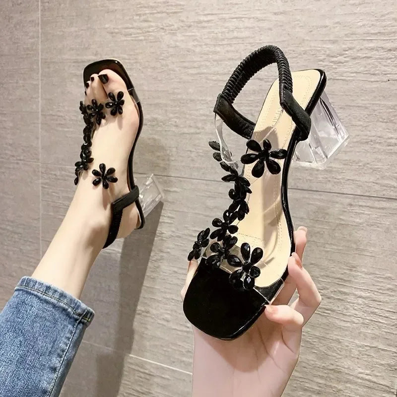 DivaGlow Flower Rhinestone Sandals