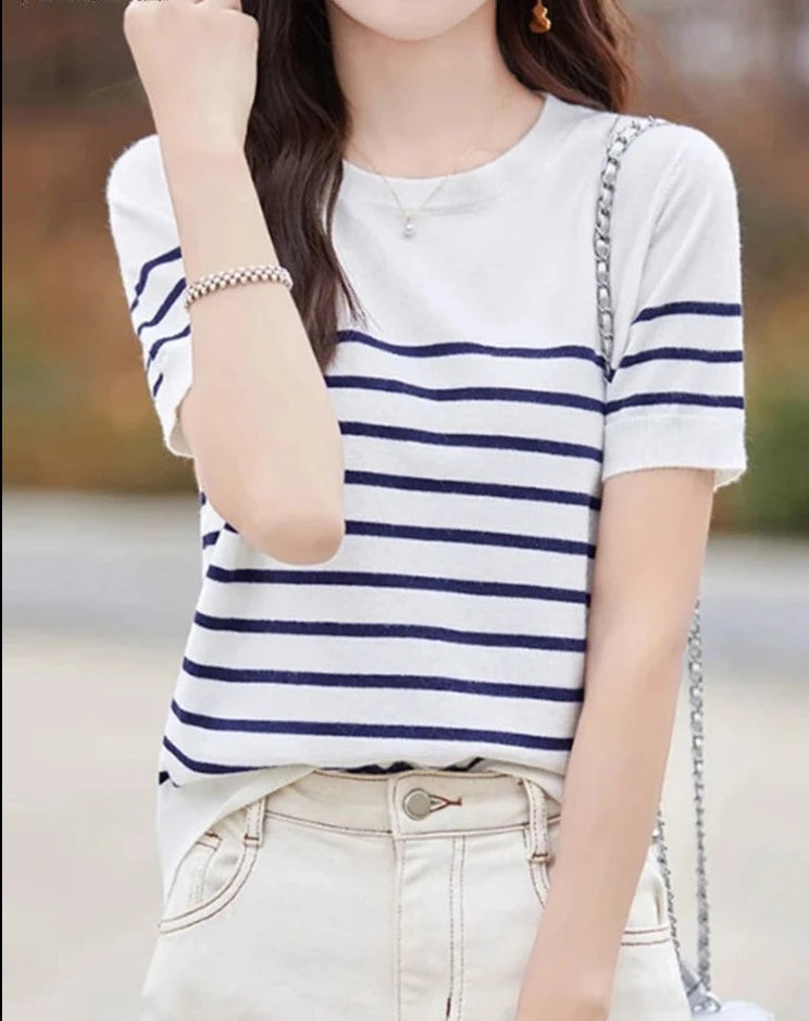 MerelMode Summer Striped Blouse