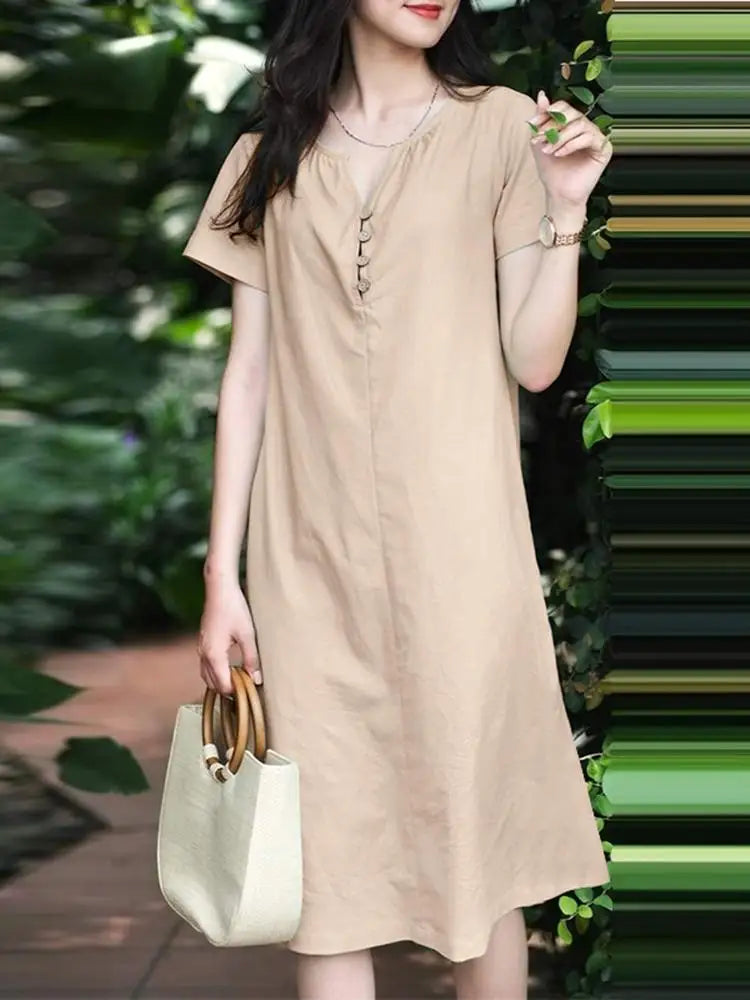 Zanzea elegante vestito estivo di cotone