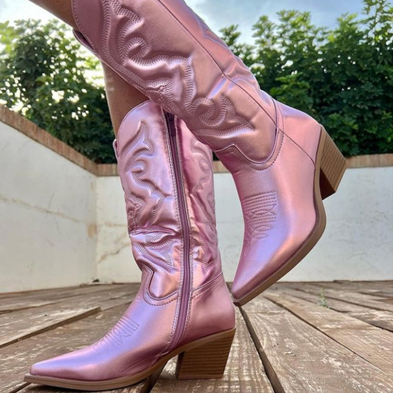 VELANORA Stivali da cowboy rosa