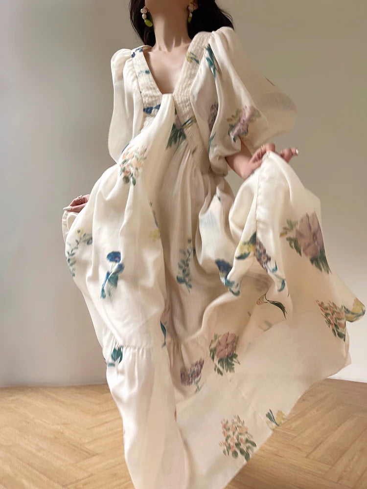 ZomerLuxe Vestito Midi con Stampa di Fiori