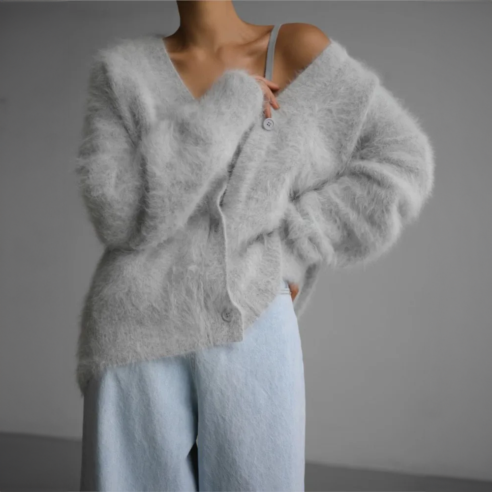 Aurora Cashmere Look Women's Cardigan – Soft and Stylish Winter Vest for Cold Days