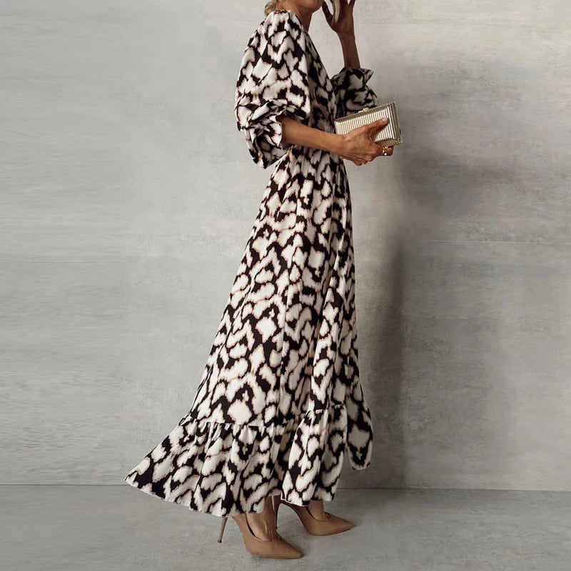 BrioChic Vestito Lungo con Stampa Leopardo