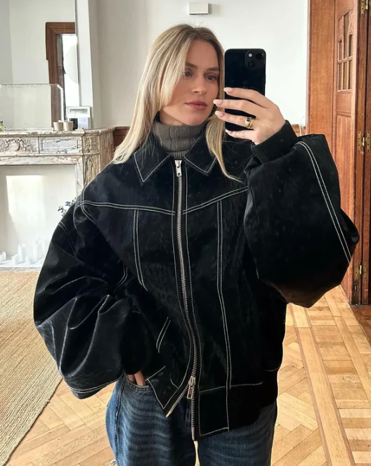 Velanora Übergroße Vegane Leder Damenjacke – Stilvolle Jacke für Herbst und Winter